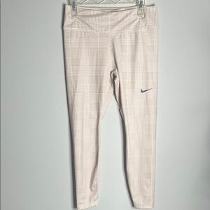 Nike Cream and Blue Plaid Leggings Cropped